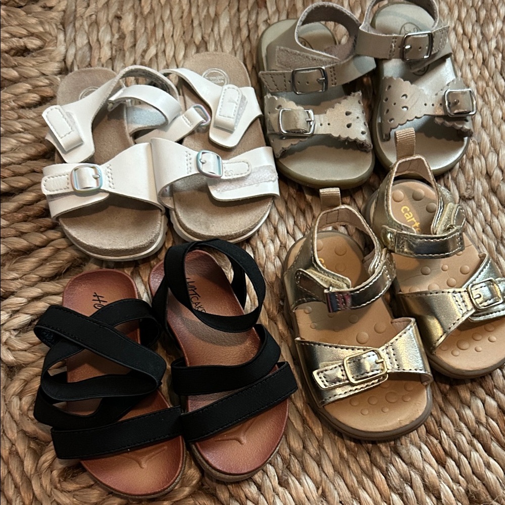 Stylish Kids Sandals Set - Black, White, Gold
